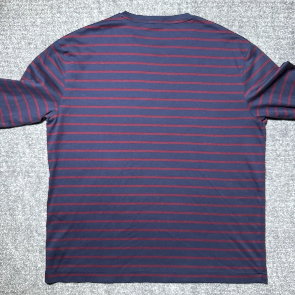 Polo Ralph Lauren Classic Fit Striped Long Sleeve T-Shirt Navy Red Men Large